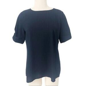 Banana Republic Navy Blue Pleat Sleeve Blouse Women's Size Medium New with Tags